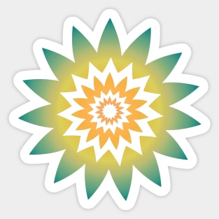 Blue and yellow gradient floral design Sticker